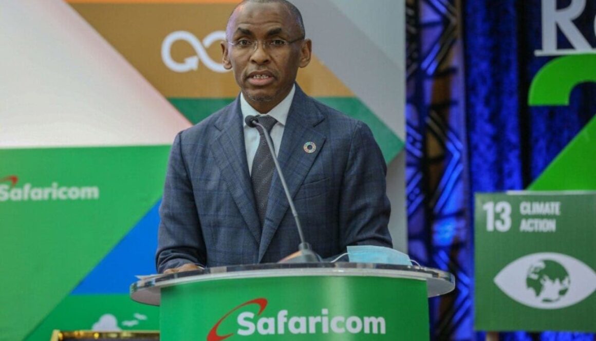 Safaricom CEO Peter Ndegwa standing